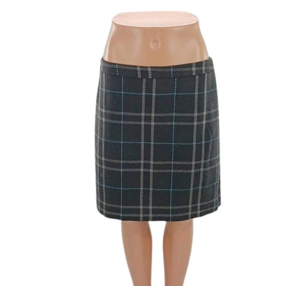Ann Taylor Loft Skirt Brown Plaid Knit Straight Lined Modern Womens Size 8 - Picture 1 of 4